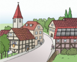 Illustration Gebäude und Straße